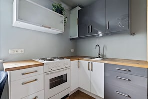 Køleskab, ovn, kogeplade, kaffe-/temaskine