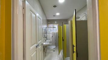 Shower, soap, shampoo, toilet paper