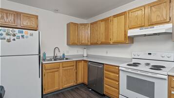 Fridge, microwave, stovetop, dishwasher