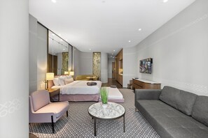 Luxury Studio Suite, Multiple Beds, Balcony, City View | Living area - SLS Lux King Suite (Miami)