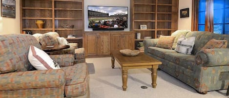 TV, fireplace, offices