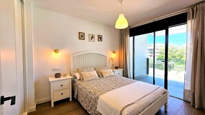 1 bedroom, iron/ironing board, travel crib, bed sheets