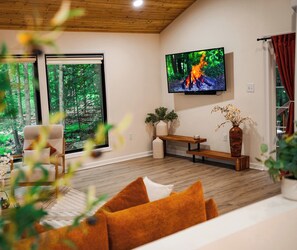 Smart-TV, Kamin, Tischfußball, Bücher