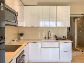 Fridge, microwave, oven, stovetop - Beautiful Ground-Floor Oceanfront Retreat (Isla Mujeres)