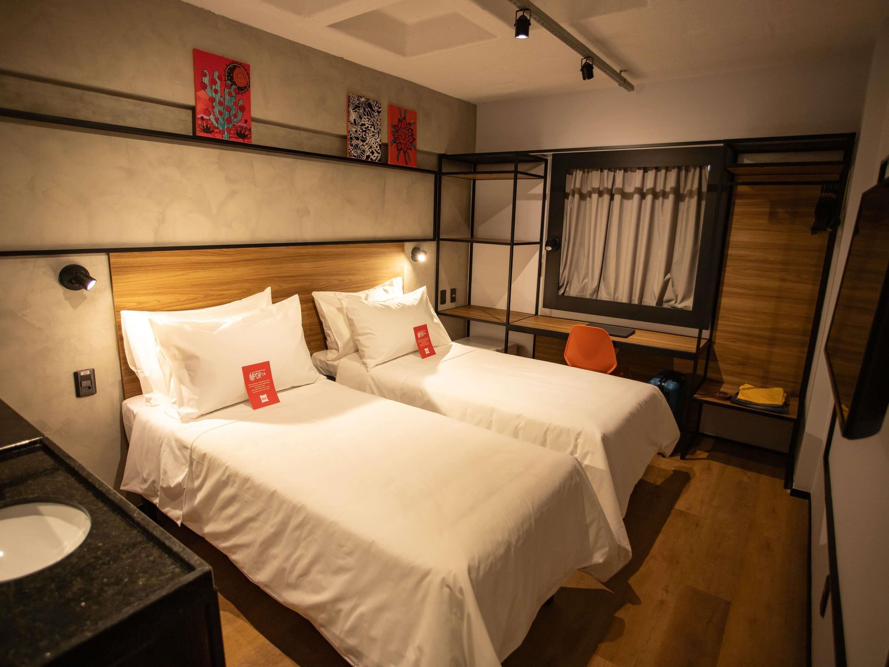 Minibar, desk, laptop workspace, blackout curtains