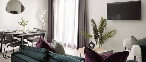Apartment | Living area | 42-inch Smart TV with cable channels, Netflix, streaming services