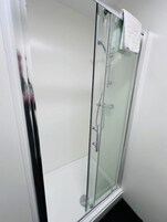 Shower, soap, shampoo, toilet paper