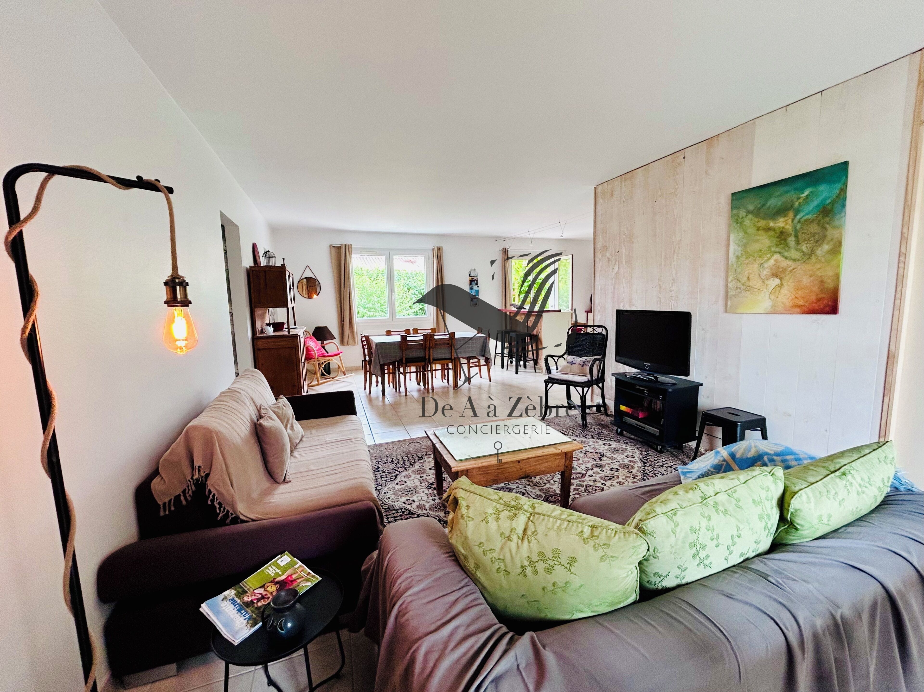 Télévision, lecteur de DVD, livres