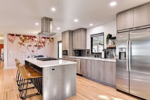 Kühlschrank, Mikrowelle, Ofen, Herdplatte