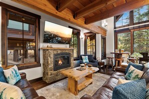 Smart TV, fireplace, video games, books