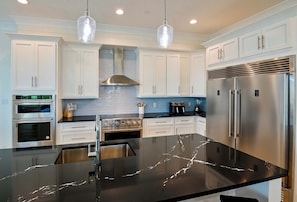 House, Multiple Beds, Pool Access, Beach View (Beachview Villa) | Private kitchen | Fridge, microwave, oven, stovetop - Beachview Villa Room for 22! (Gulf Shores)