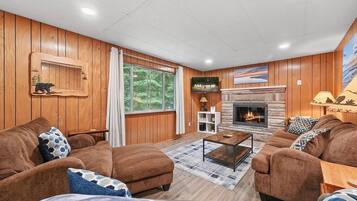 Smart TV, fireplace, foosball, table tennis