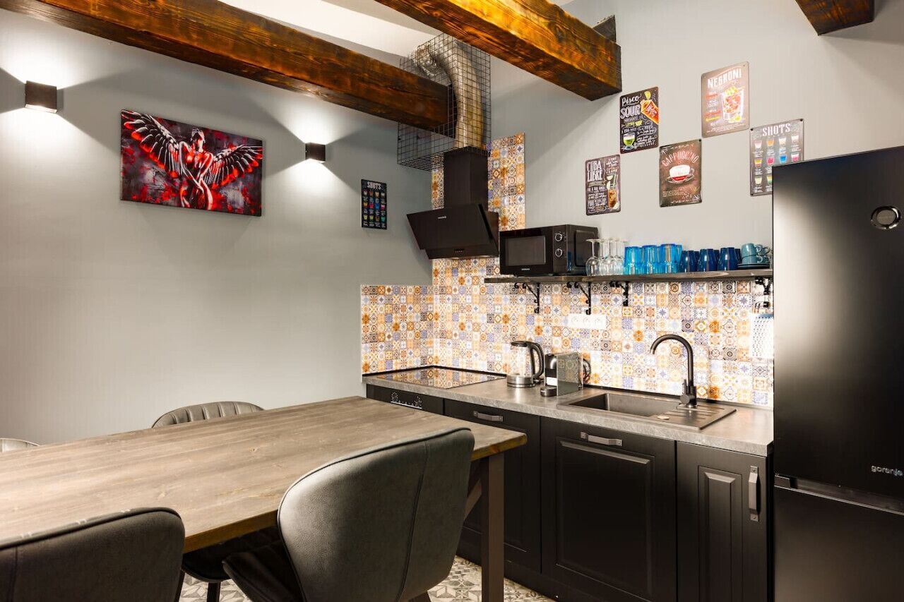 Fridge, microwave, oven, dishwasher