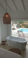 Superior Cottage, 1 Bedroom, Private Pool, Beachside | Free WiFi, bed sheets