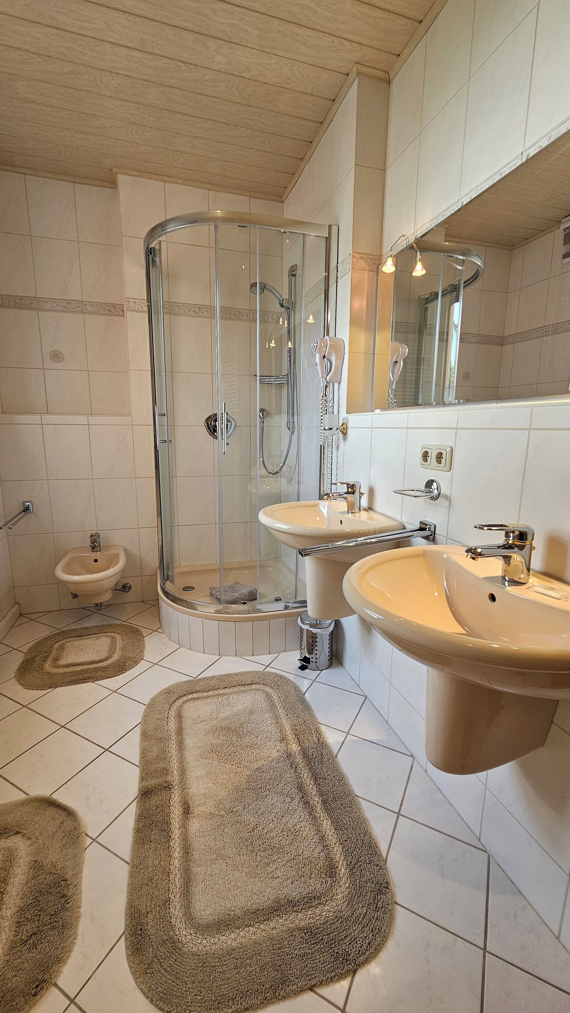 Deluxe-Apartment | Badezimmer | Badewanne und Dusche (separat), Komfortbadewanne