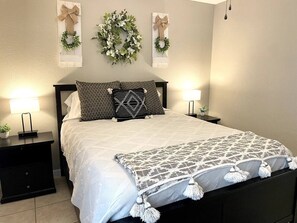 2 bedrooms, desk, iron/ironing board, travel cot