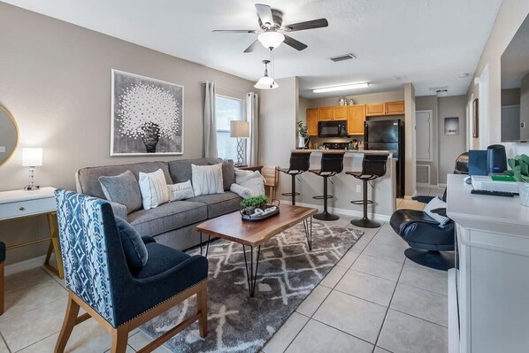 TV, fireplace, video games