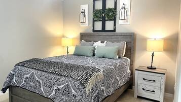 2 bedrooms, desk, iron/ironing board, travel crib