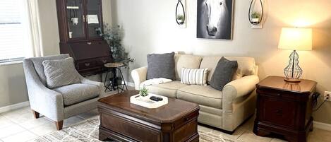 Smart TV, fireplace, video games