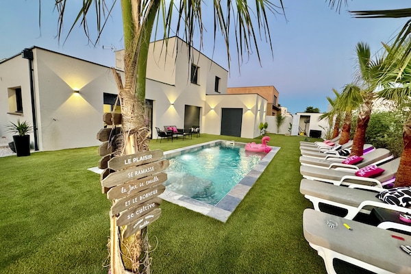 Piscine extérieure, piscine chauffée