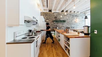 Fridge, microwave, toaster, toaster oven