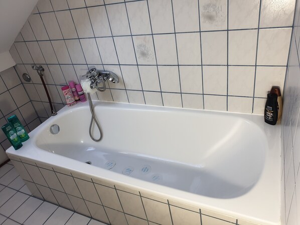 Shower, jetted bath, hair dryer, bidet