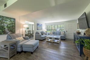 Fernseher, Kamin, DVD-Player, Bücher