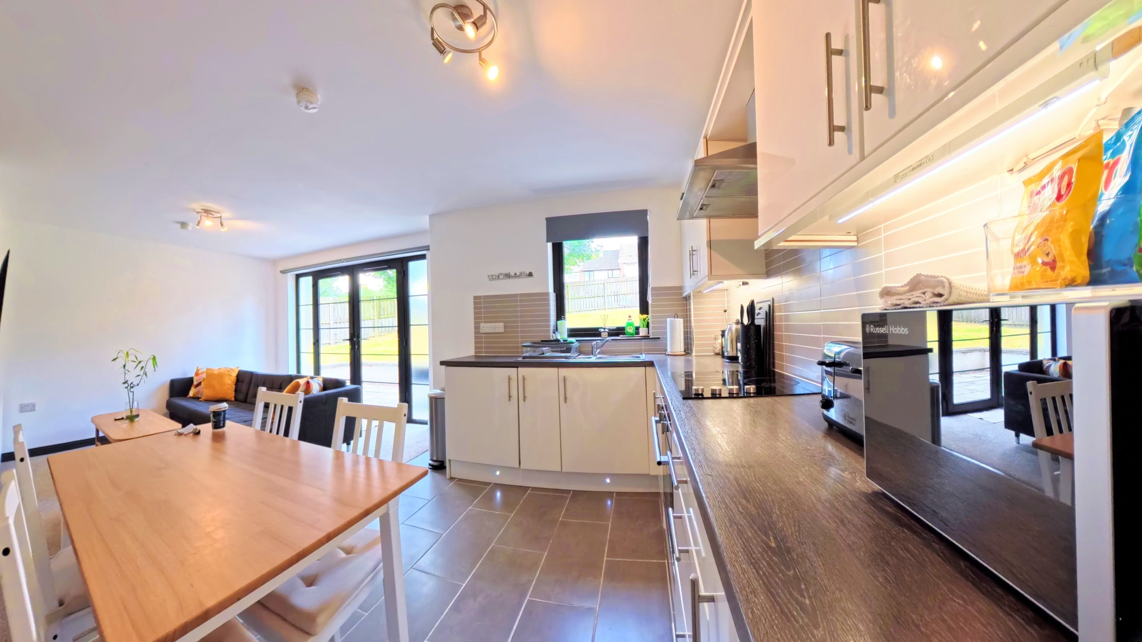 Fridge, microwave, oven, electric kettle