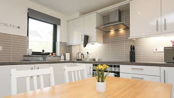 Fridge, microwave, oven, electric kettle