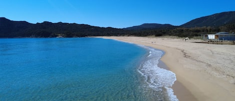On the beach, beach towels