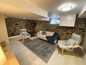 TV, fireplace, foosball