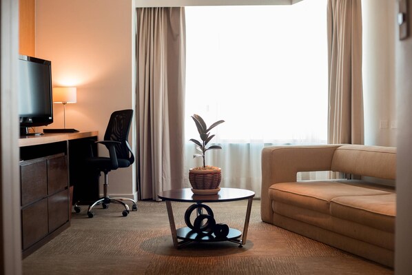 In-room safe, desk, laptop workspace, blackout drapes