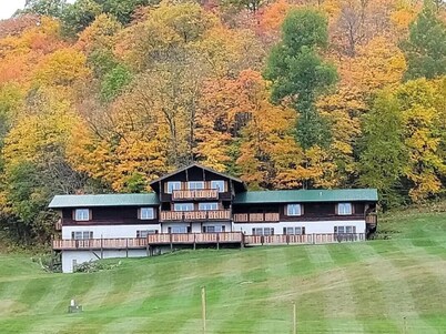 Charming, ski-in, ski-out, lake-view chalet w/ 10 bedrooms, kitchen and AC.