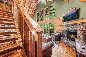 Smart TV, chimenea y reproductor de DVD 
