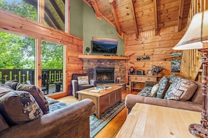 Smart TV, fireplace, DVD player