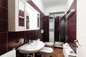 Shower, hair dryer, bidet, shampoo