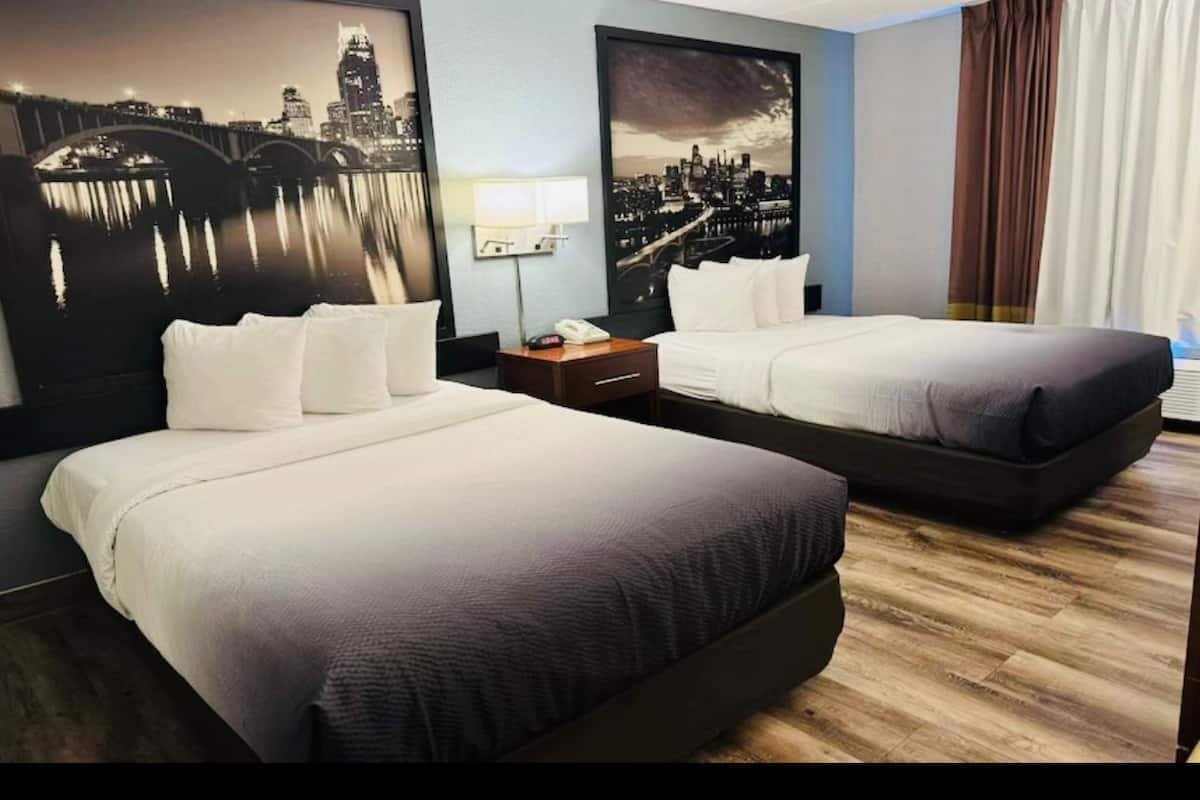 Standard Double Room, 2 Queen Beds, Non Smoking | Select Comfort beds, desk, laptop workspace, free WiFi