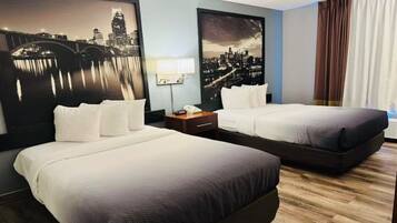 Standard Double Room, 2 Queen Beds, Non Smoking | Select Comfort beds, desk, laptop workspace, free WiFi