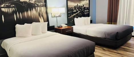Standard Double Room, 2 Queen Beds, Non Smoking | Select Comfort beds, desk, laptop workspace, free WiFi