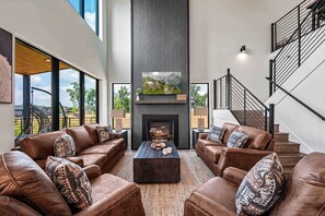 TV, fireplace, offices