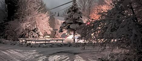 Shower, jetted tub, towels, soap