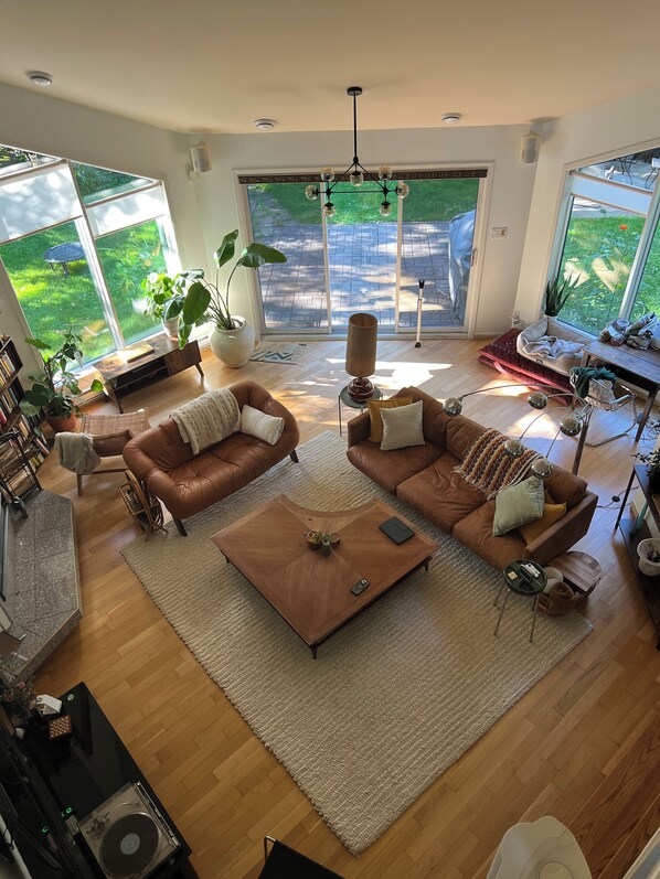 Smart-TV, Kamin, Videospiele, Bücher