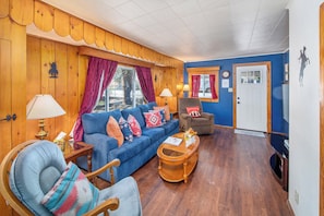 Smart TV, DVD player, books, video library