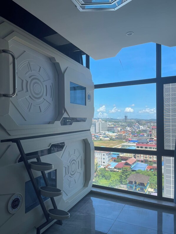 City view from property - Jianpuke Space Capsule Backpacker Hostel (Sihanoukville)
