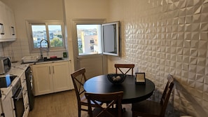 Fridge, microwave, oven, electric kettle