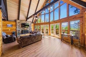 Télévision, cheminée, jeux vidéo, baby-foot