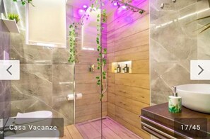 Dusche, umweltfreundliche Kosmetikartikel, Haartrockner, Bidet