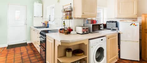 Fridge, microwave, oven, toaster