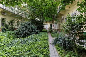 Escape to a serene oasis with lush greenery and a peaceful atmosphere.