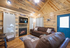 Televisión y chimenea 